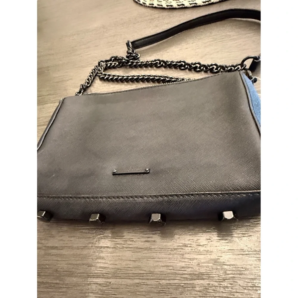 Rebecca‎ Minkoff Avery Crossbody Bag Black Saffiano Leather Gunmetal Chain OS